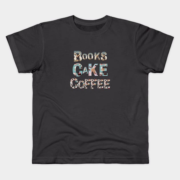 Books Cake Coffee Kids T-Shirt by PetraKDesigns